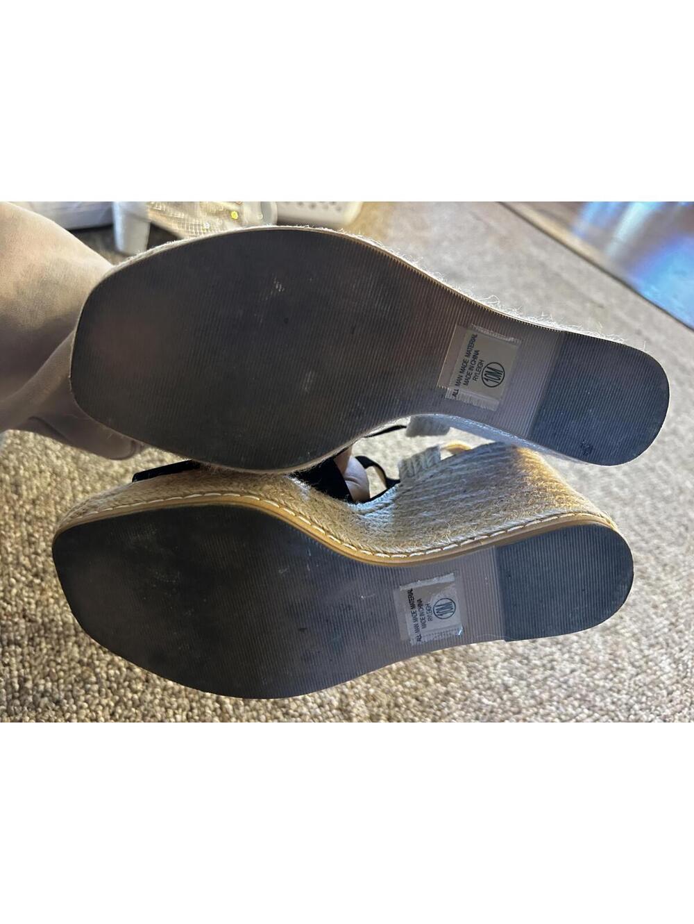Y NOT Women's Black Suede Wedge Sandals with Ankle Strap - Picture 2 of 3